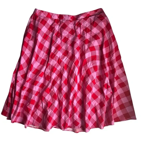 Scoop Skirt Crop Top Set Pink Red Checkered Picnic Summer XL - Picture 10 of 14